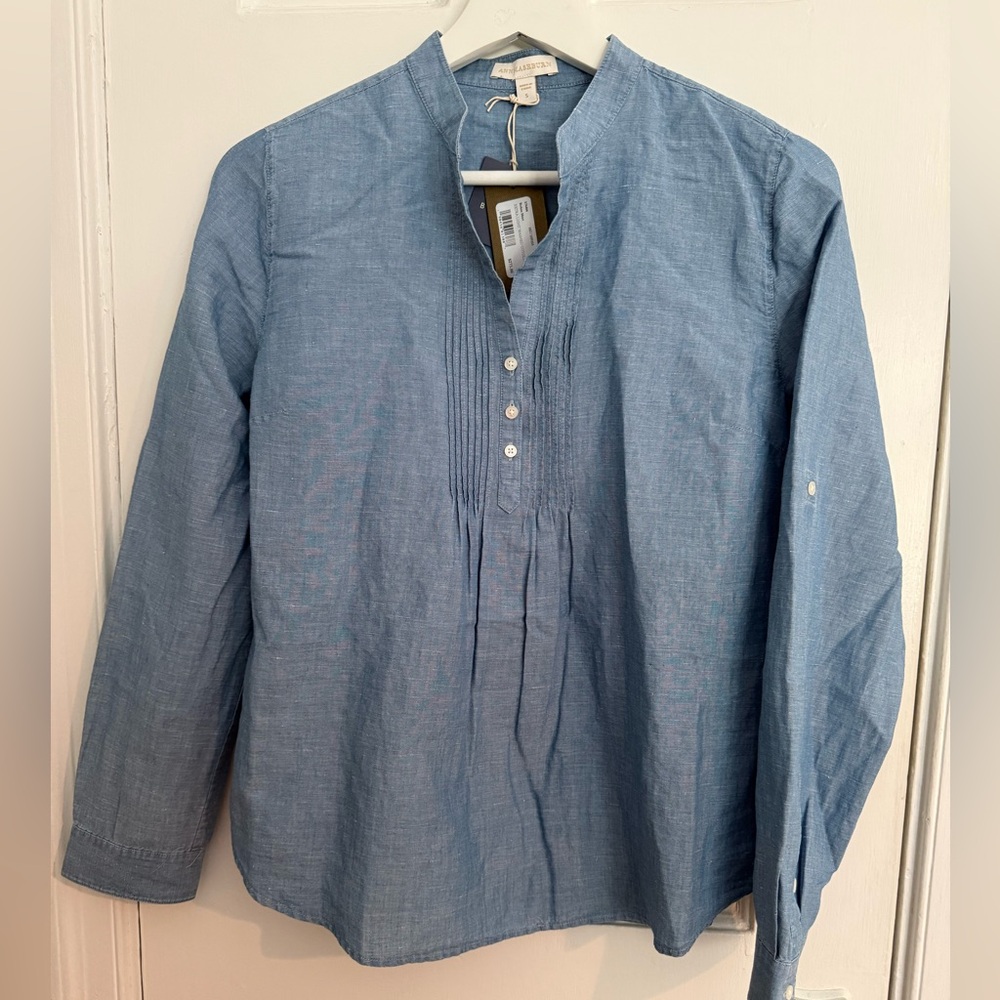 NWT Ann Mashburn Robin Shirt Extra Light Washed Cotolino Chambray Size Small
